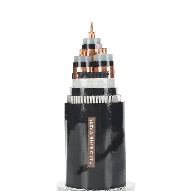 Cable de alimentación aislada XLPE de triple núcleo con arma de alambre de acero para aplicaciones de voltaje medio